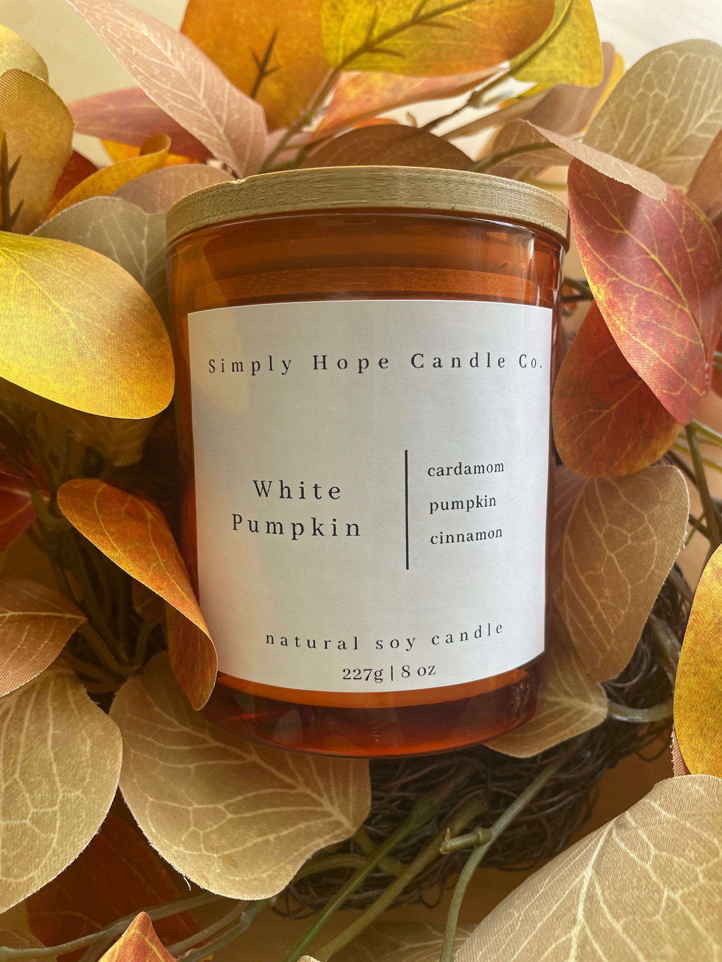 Handmade Soy Wax Candle White Pumpkin Gift Small Batch Aromatherapy Autumn Fall