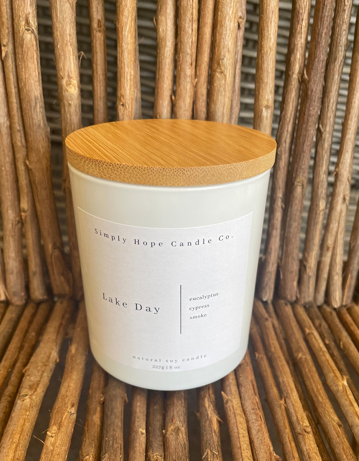 Soy Wax Candle, Lake Day Scent, Spring & Summer Candle, Home Decor, Gift for Her, Hostess Gift, Non-Toxic, Woody Scent, Hand Poured
