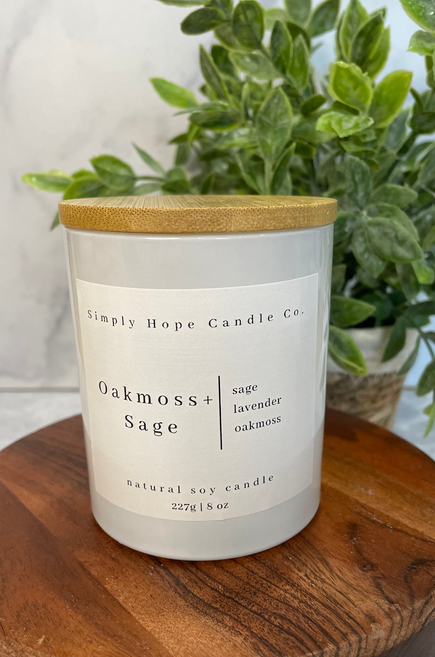 Soy Wax Candle, Oakmoss + Sage Scent, All Natural, Home Decor, Gift for Her, Hostess Gift, Non-Toxic, Fresh Scent Candle, Hand Made Candle