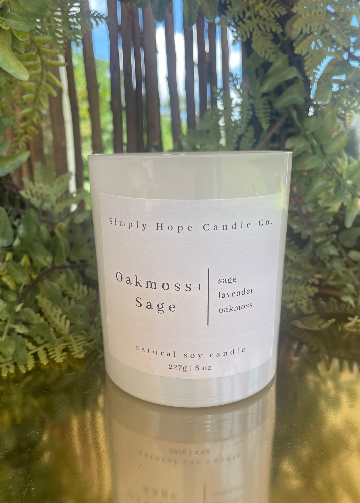 Soy Wax Candle, Oakmoss + Sage Scent, All Natural, Home Decor, Gift for Her, Hostess Gift, Non-Toxic, Fresh Scent Candle, Hand Made Candle