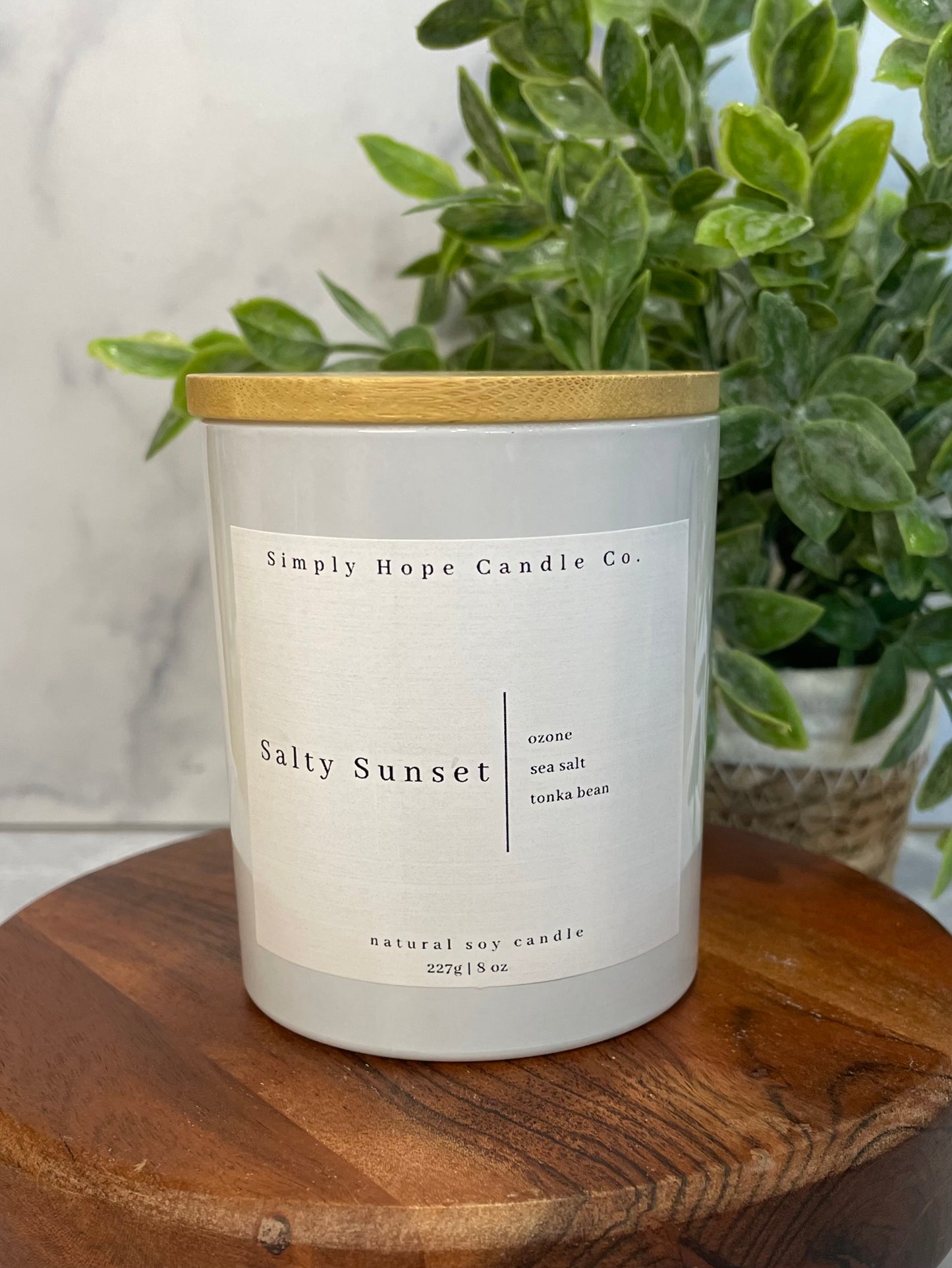 Soy Wax Candle, Salty Sunset Scent, All Natural, Home Decor, Gift for Her, Hostess Gift, Non-Toxic, Fresh Beach Scent, Hand Poured