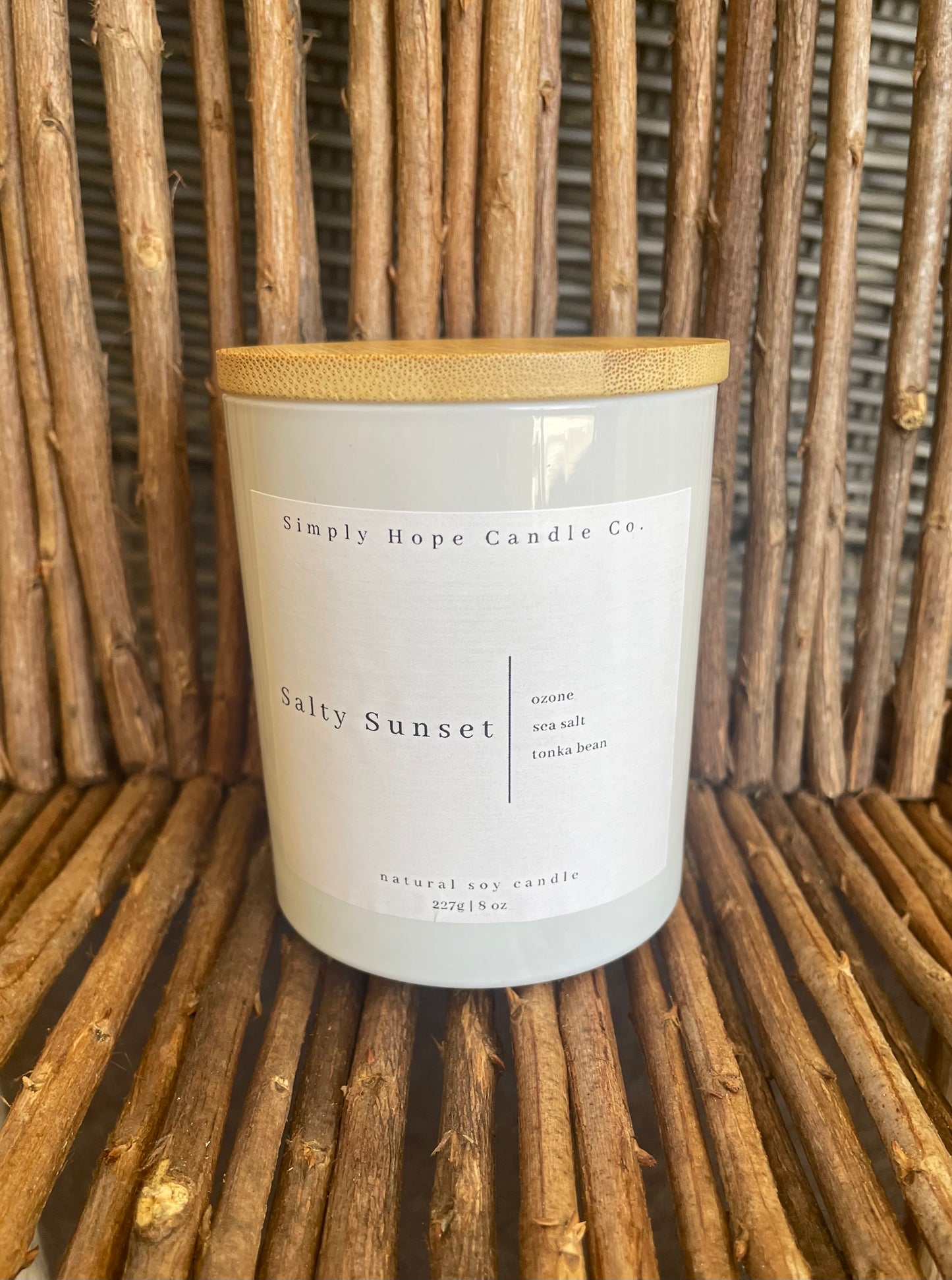 Soy Wax Candle, Salty Sunset Scent, All Natural, Home Decor, Gift for Her, Hostess Gift, Non-Toxic, Fresh Beach Scent, Hand Poured