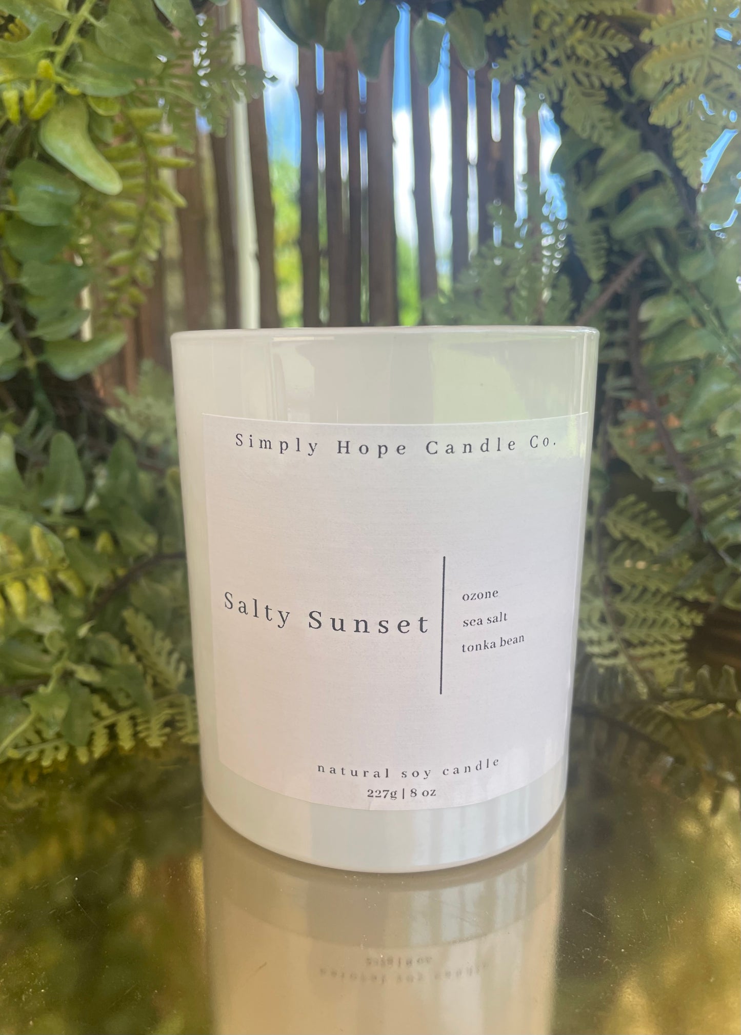 Soy Wax Candle, Salty Sunset Scent, All Natural, Home Decor, Gift for Her, Hostess Gift, Non-Toxic, Fresh Beach Scent, Hand Poured