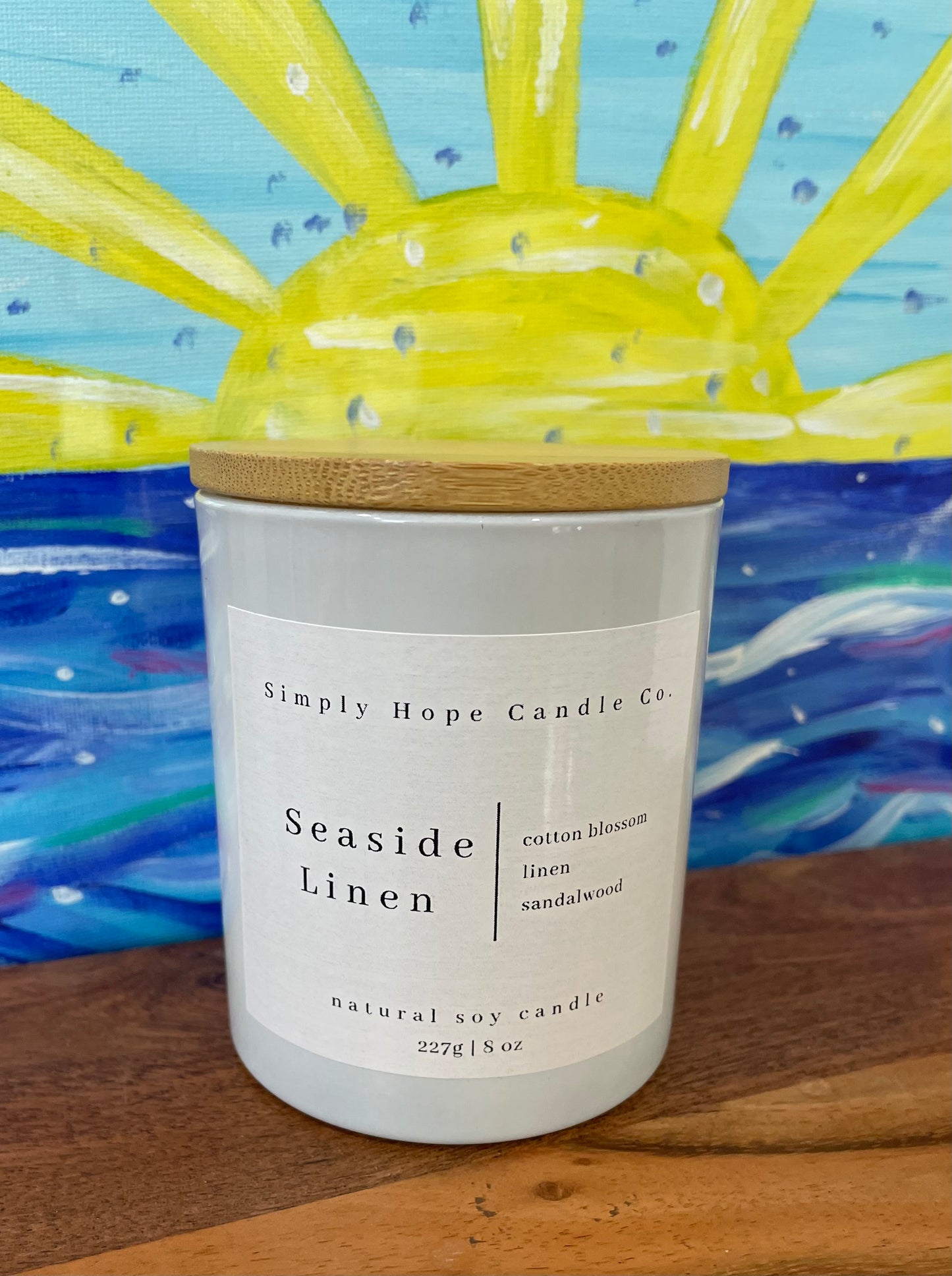 Soy Wax Candle, Seaside Linen, All Natural, Home Decor, Gift for Her, Non-Toxic, Fresh Scent Candle, Hand Poured Candle