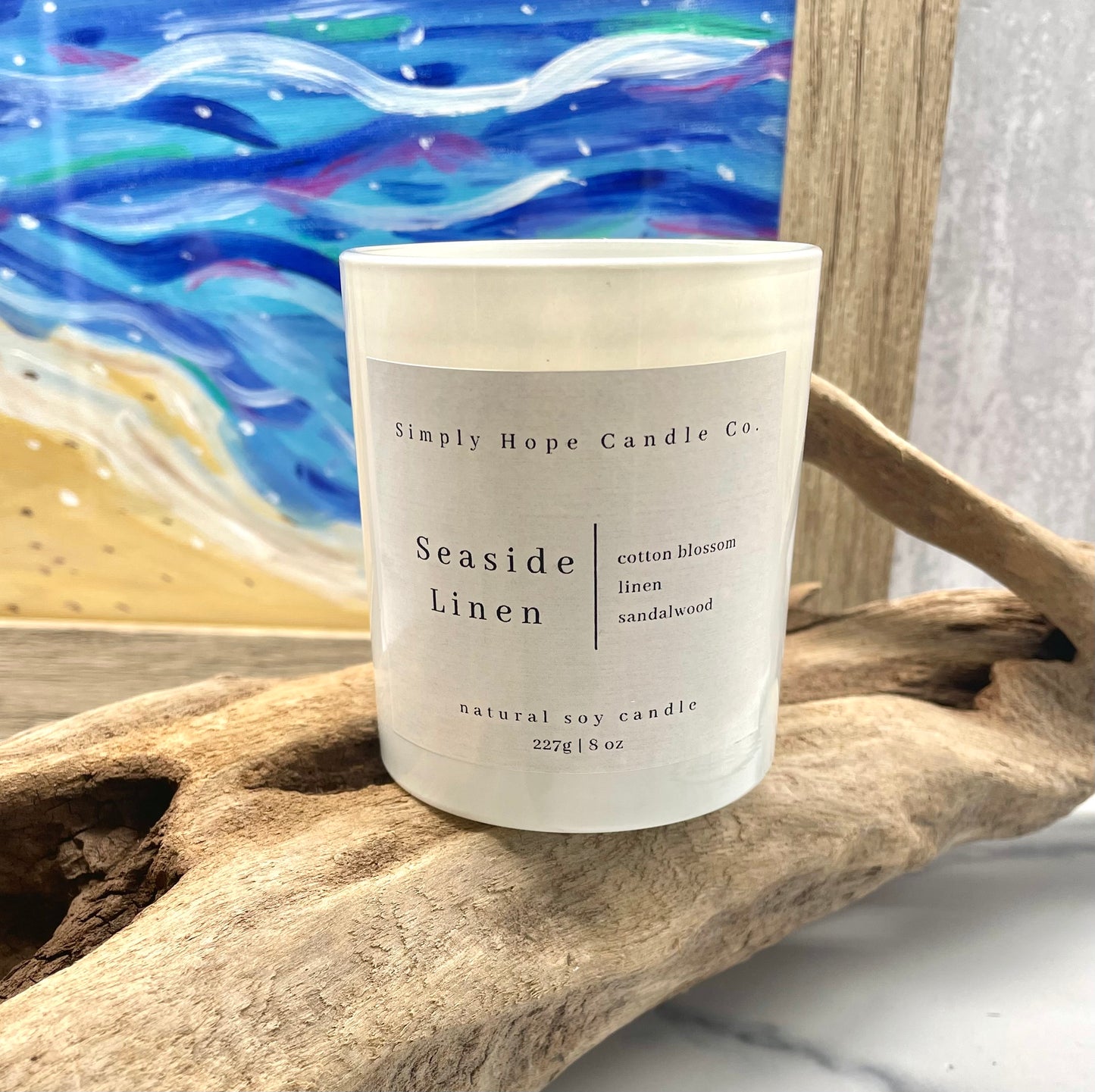Soy Wax Candle, Seaside Linen, All Natural, Home Decor, Gift for Her, Non-Toxic, Fresh Scent Candle, Hand Poured Candle