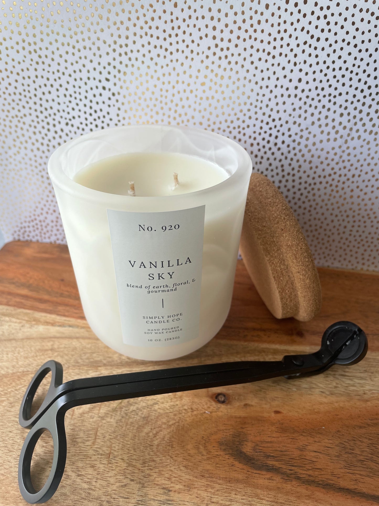 Soy Wax Candle, Vanilla Sky Scent, All Natural, Home Decor, Gift for Her, Hostess Gift, Non-Toxic, Fresh Scent Candle, Hand Made Candle