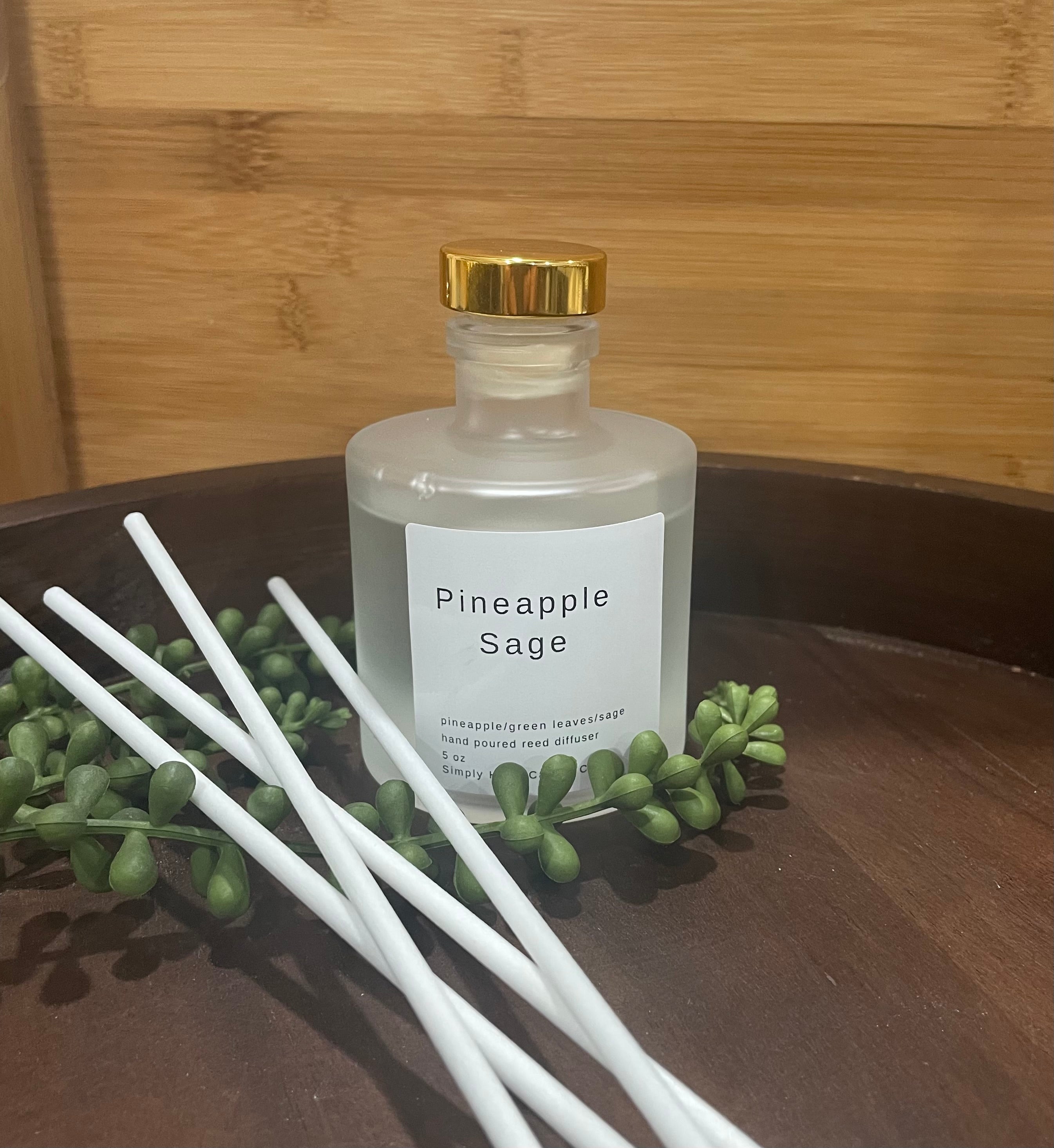 Pineapple Sage Reed Diffuser 5 oz (pineapple + green leaves + sage)