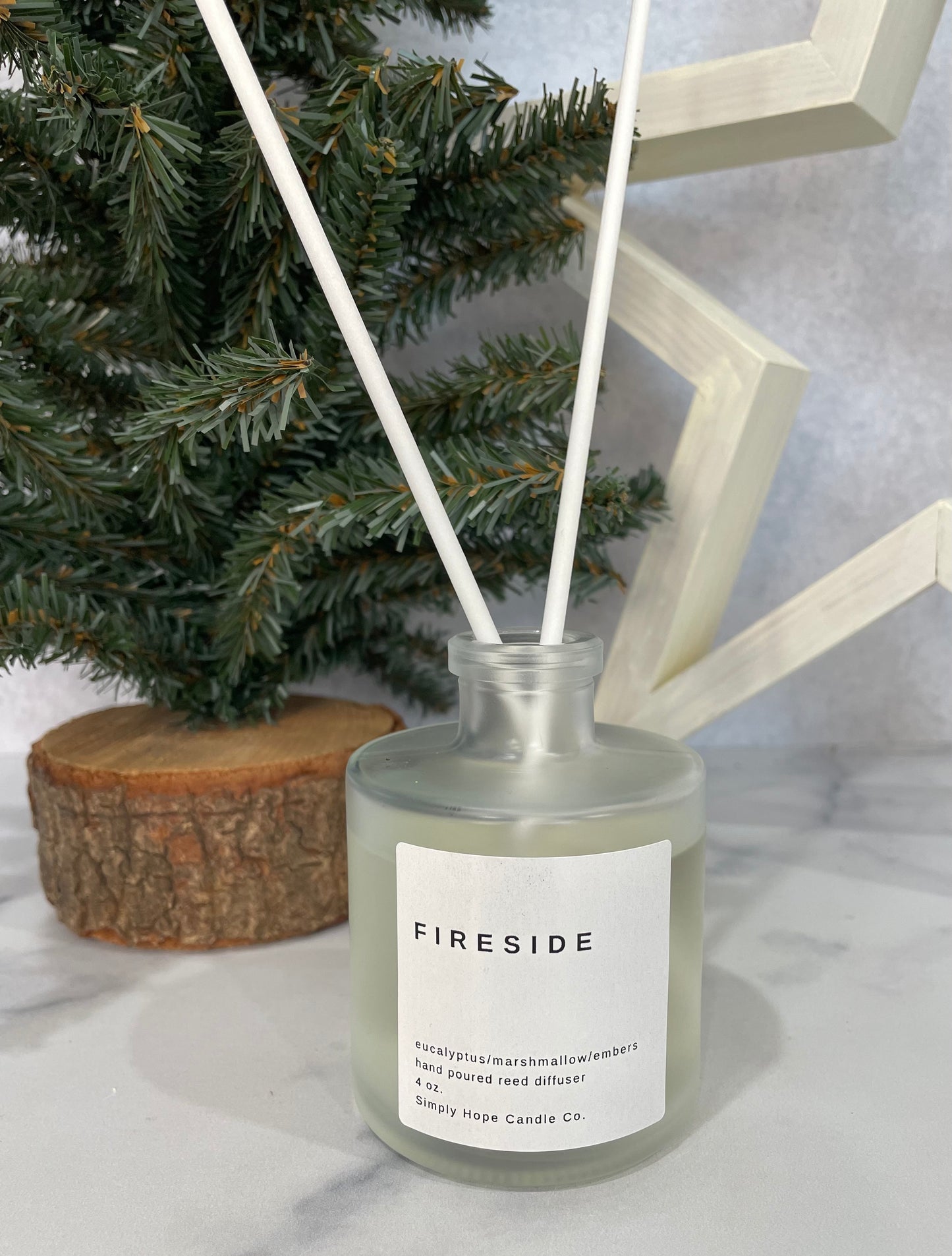 Handpoured Reed Diffuser Fireside All Natural Non Toxic Aromatherapy Gift Home Decor Christmas Holidays Winter