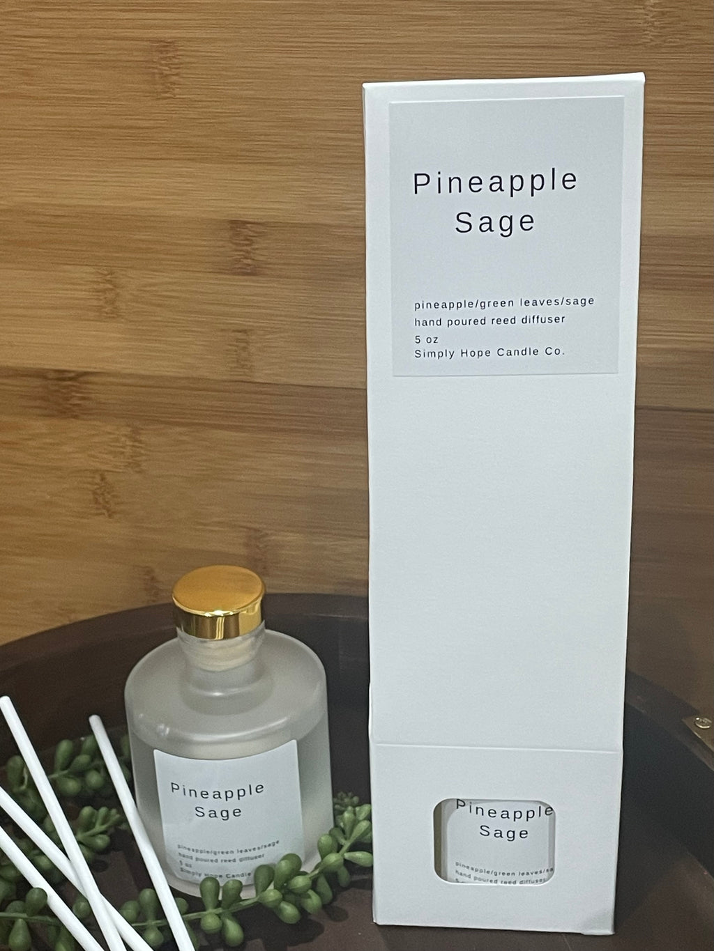 Pineapple Sage Reed Diffuser 5 oz (pineapple + green leaves + sage)