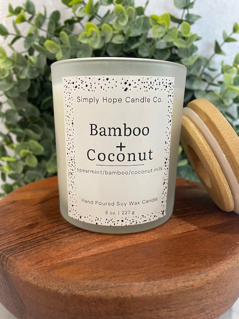 Handmade Soy Wax Candle Bamboo + Coconut Gift Small Batch Aromatherapy