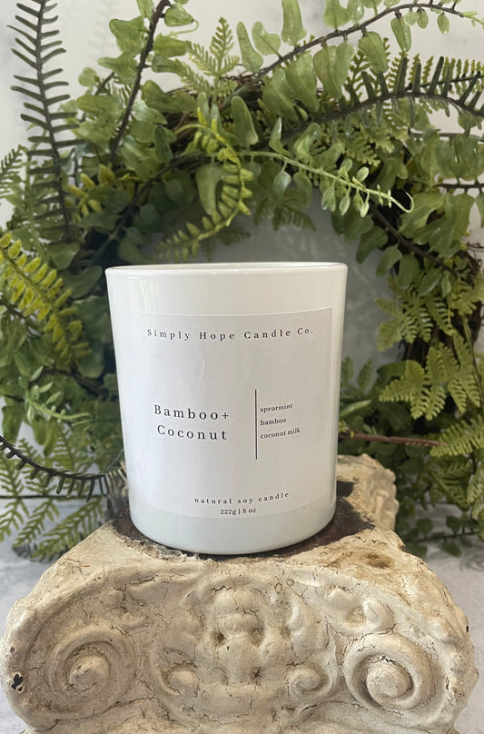 Soy Wax Candle, Bamboo + Coconut Scent, All Natural, Home Decor, Gift for Her, Hostess Gift, Non-Toxic, Fresh Scent Candle, Hand Made Candle