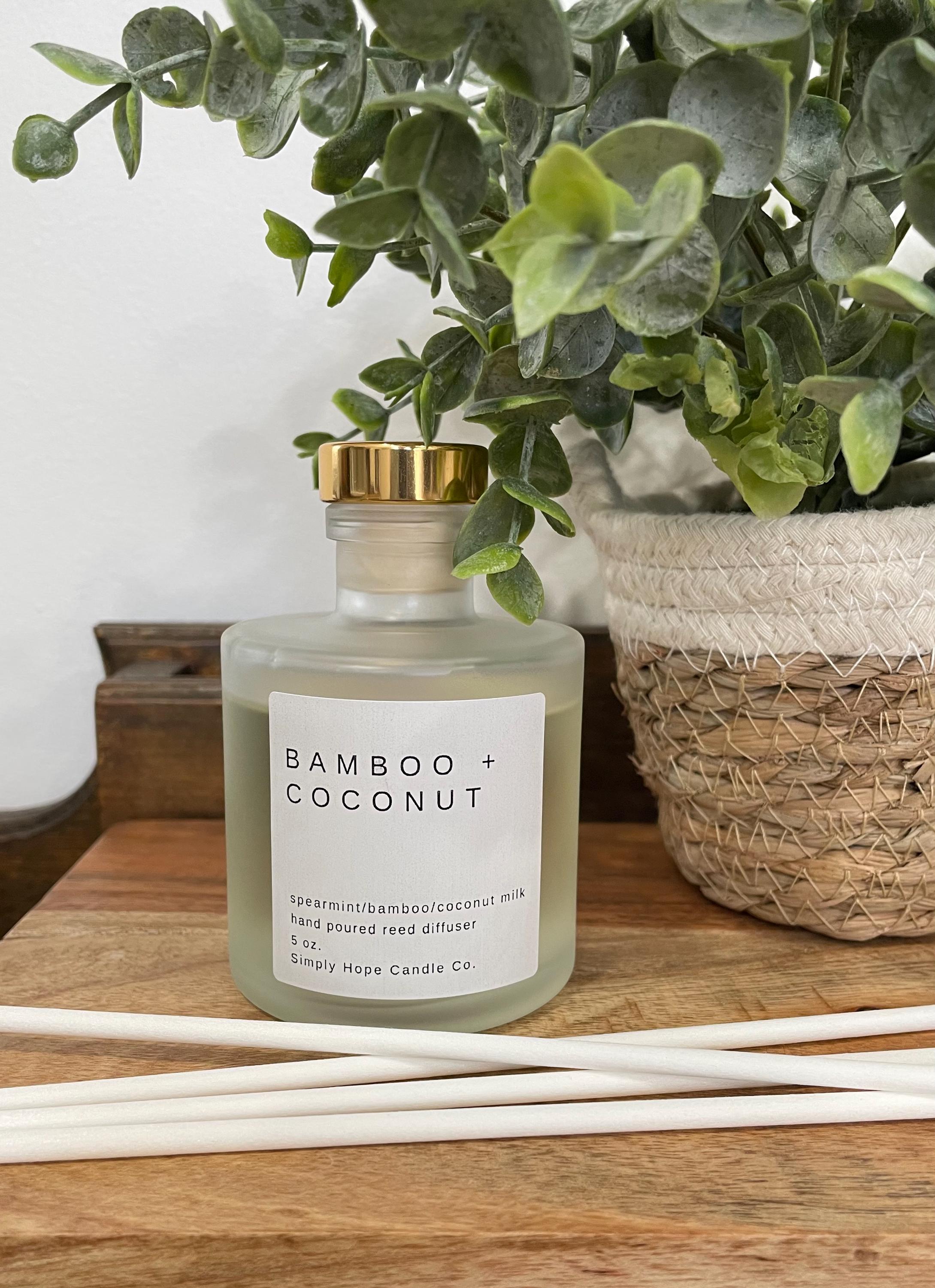 Reed Diffuser Bamboo + Coconut All Natural Non Toxic Aromatherapy Gift Home Decor