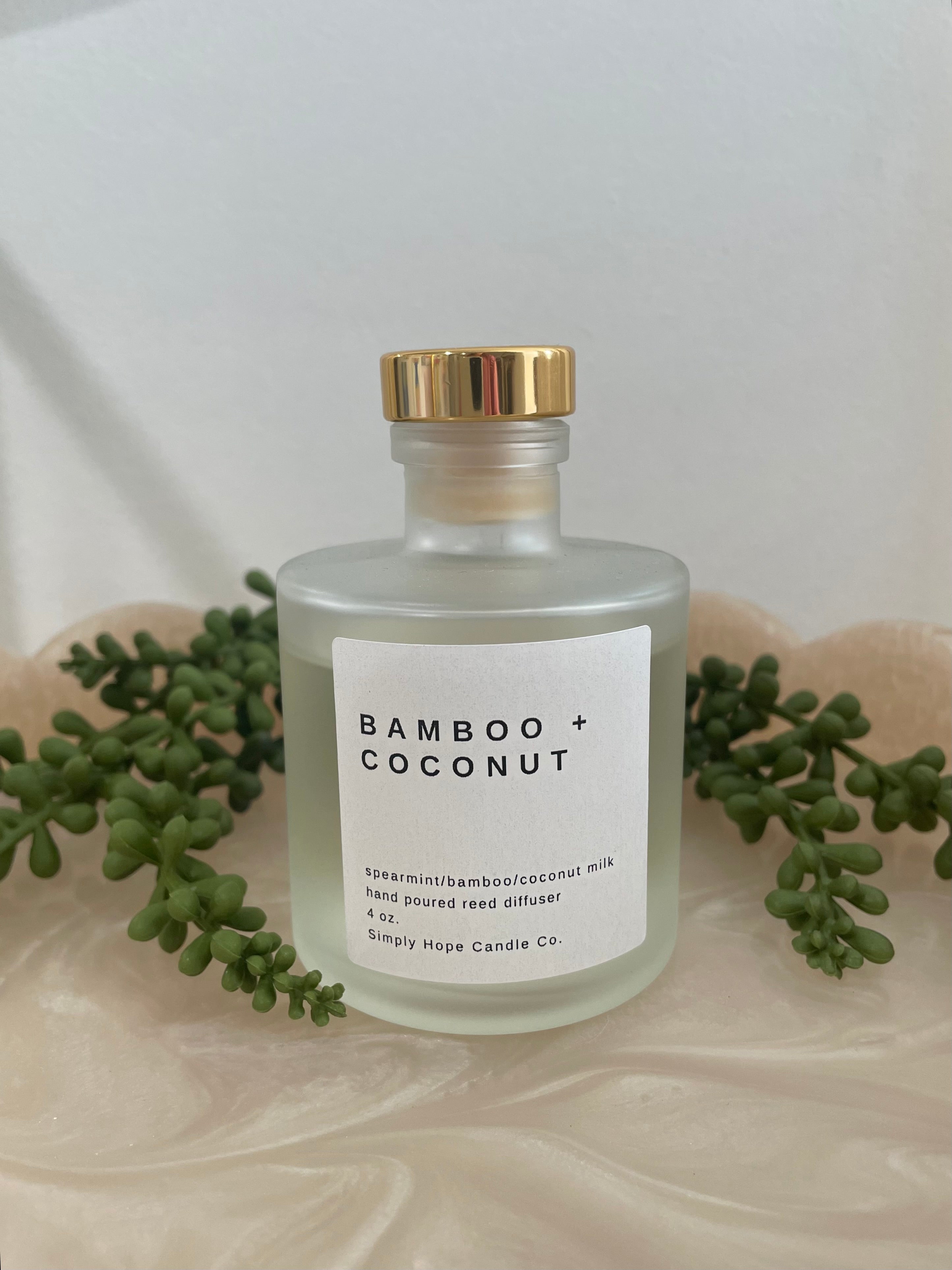 Reed Diffuser Bamboo + Coconut All Natural Non Toxic Aromatherapy Gift Home Decor