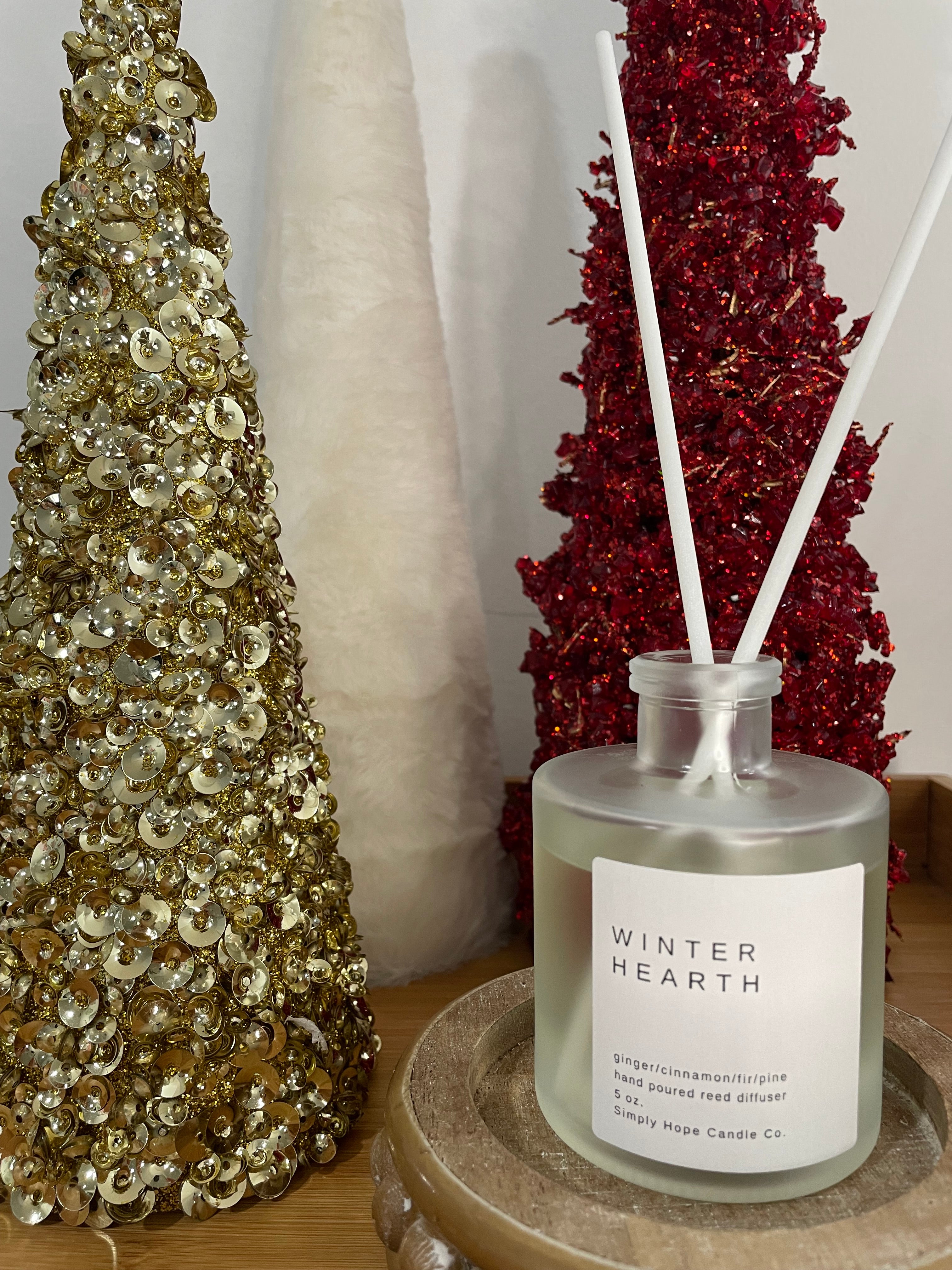 Winter Hearth Reed Diffuser 5 oz (ginger + cinnamon + pine)