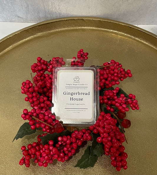 Handmade Scented Soy Wax Melts Gingerbread House Hand poured Small Batch All-Natural Gift Christmas Holiday Winter