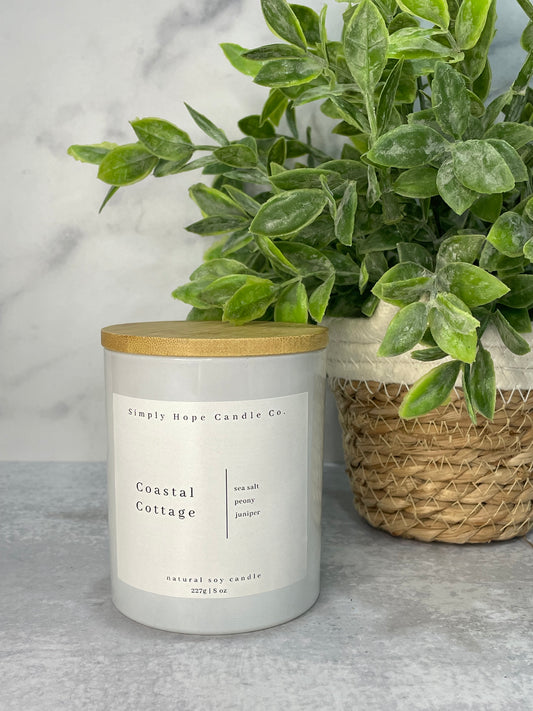Soy Wax Candle, Coastal Cottage Scent, All Natural, Home Decor, Gift for Her, Hostess Gift, Non-Toxic, Fresh Scent Candle, Beach Scent