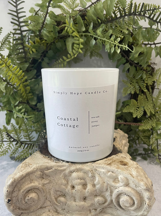 Soy Wax Candle, Coastal Cottage Scent, All Natural, Home Decor, Gift for Her, Hostess Gift, Non-Toxic, Fresh Scent Candle, Beach Scent