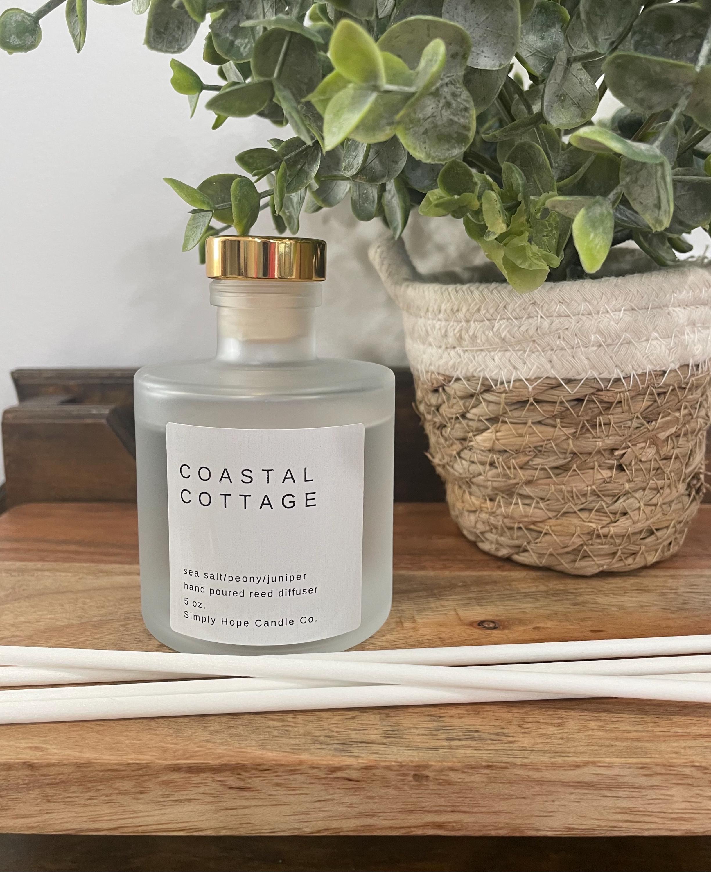 Coastal Cottage Reed Diffuser 5 oz (sea salt + peony + juniper)