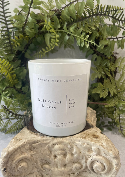 Soy Wax Candle, Gulf Coast Breeze Scent, All Natural, Home Decor, Gift for Her, Hostess Gift, Non-Toxic, Fresh Scent Candle, Hand Poured