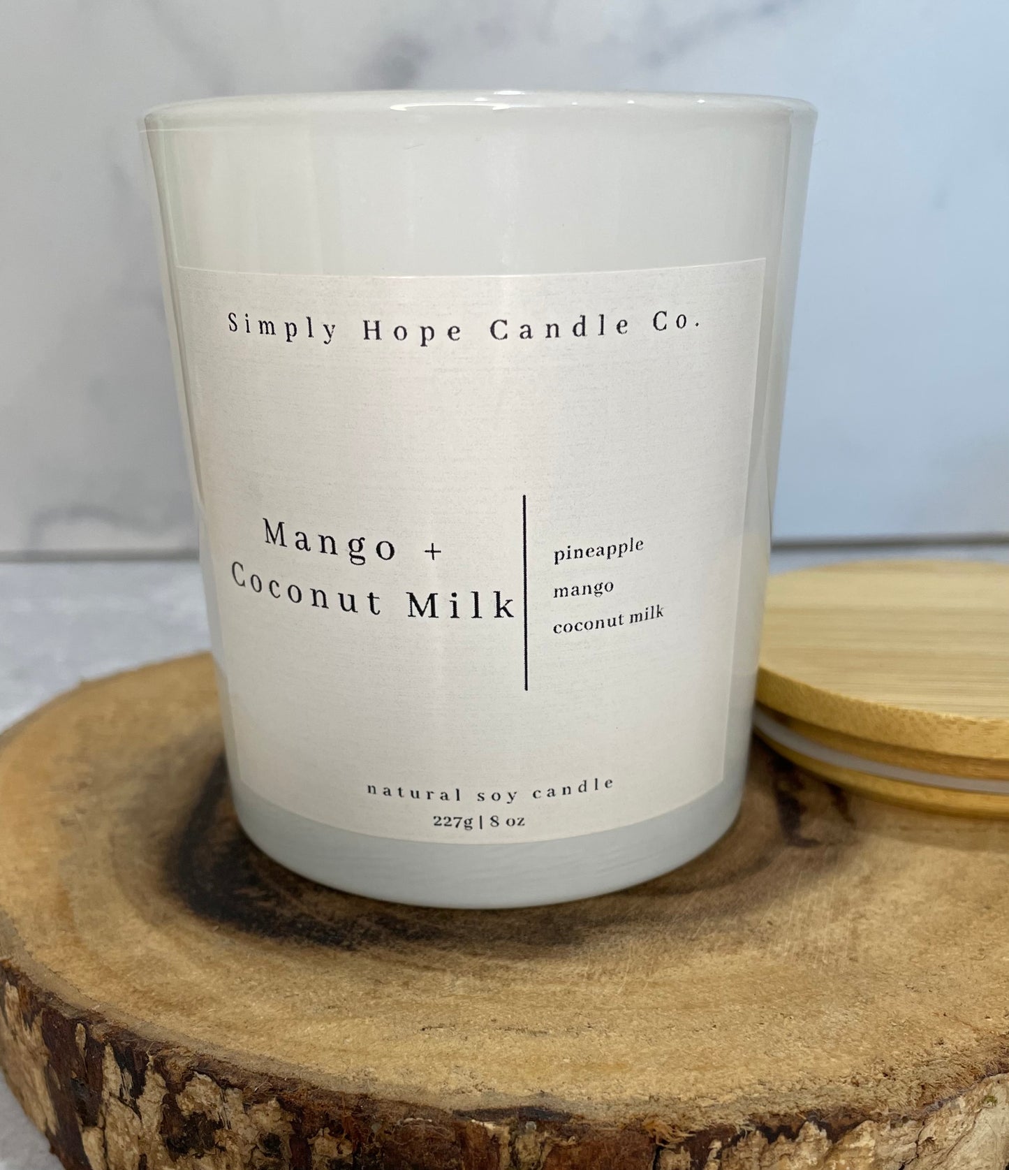 Soy Wax Candle, Mango + Coconut Milk Scent, All Natural, Home Decor, Gift for Her, Hostess Gift, Non-Toxic, Citrus Scent Candle
