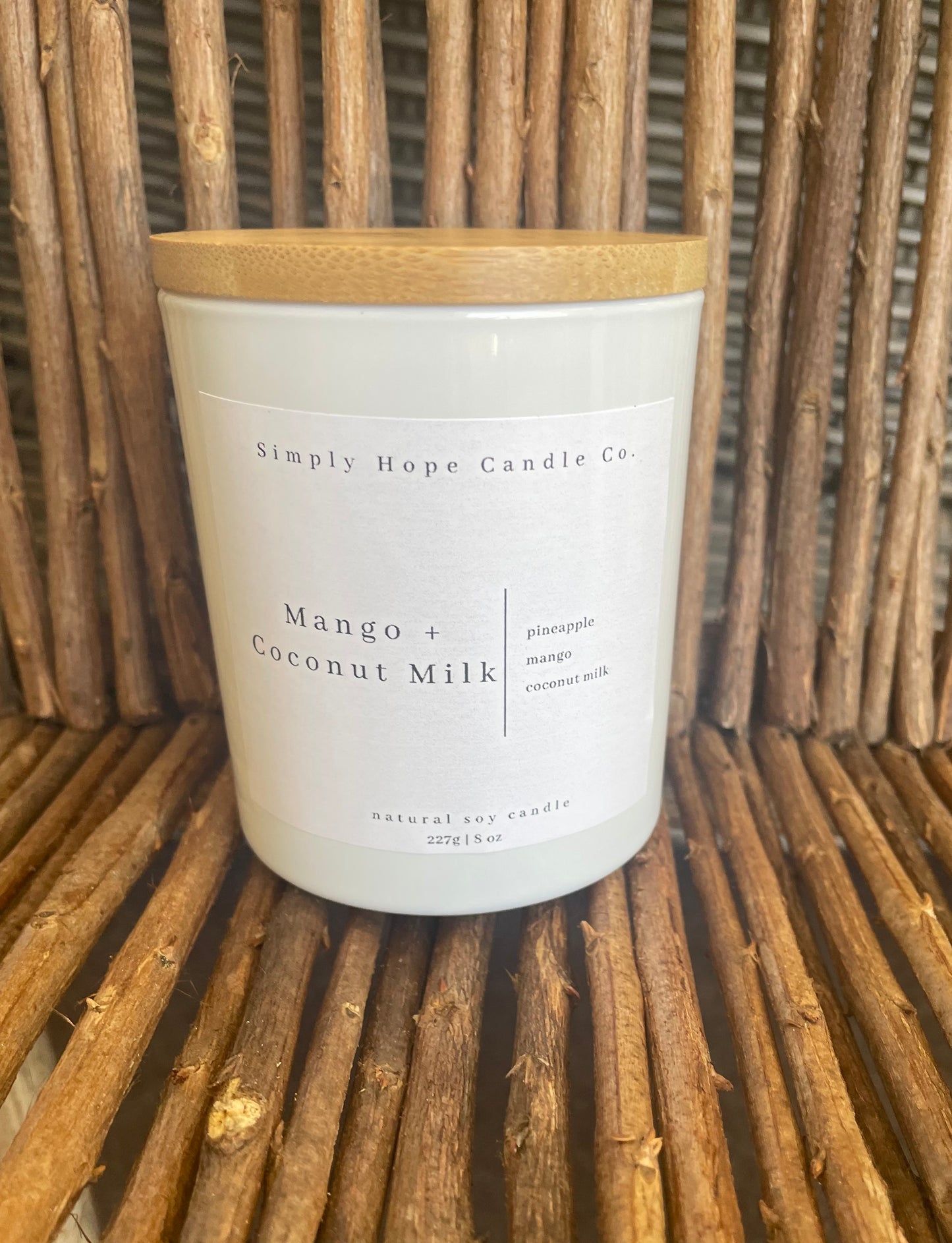 Soy Wax Candle, Mango + Coconut Milk Scent, All Natural, Home Decor, Gift for Her, Hostess Gift, Non-Toxic, Citrus Scent Candle