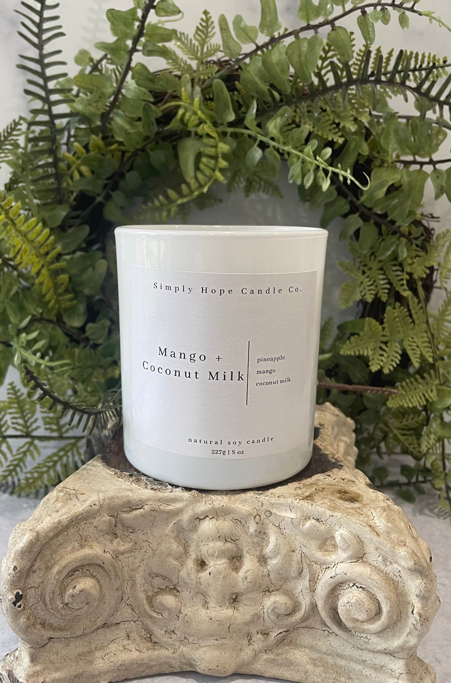 Soy Wax Candle, Mango + Coconut Milk Scent, All Natural, Home Decor, Gift for Her, Hostess Gift, Non-Toxic, Citrus Scent Candle