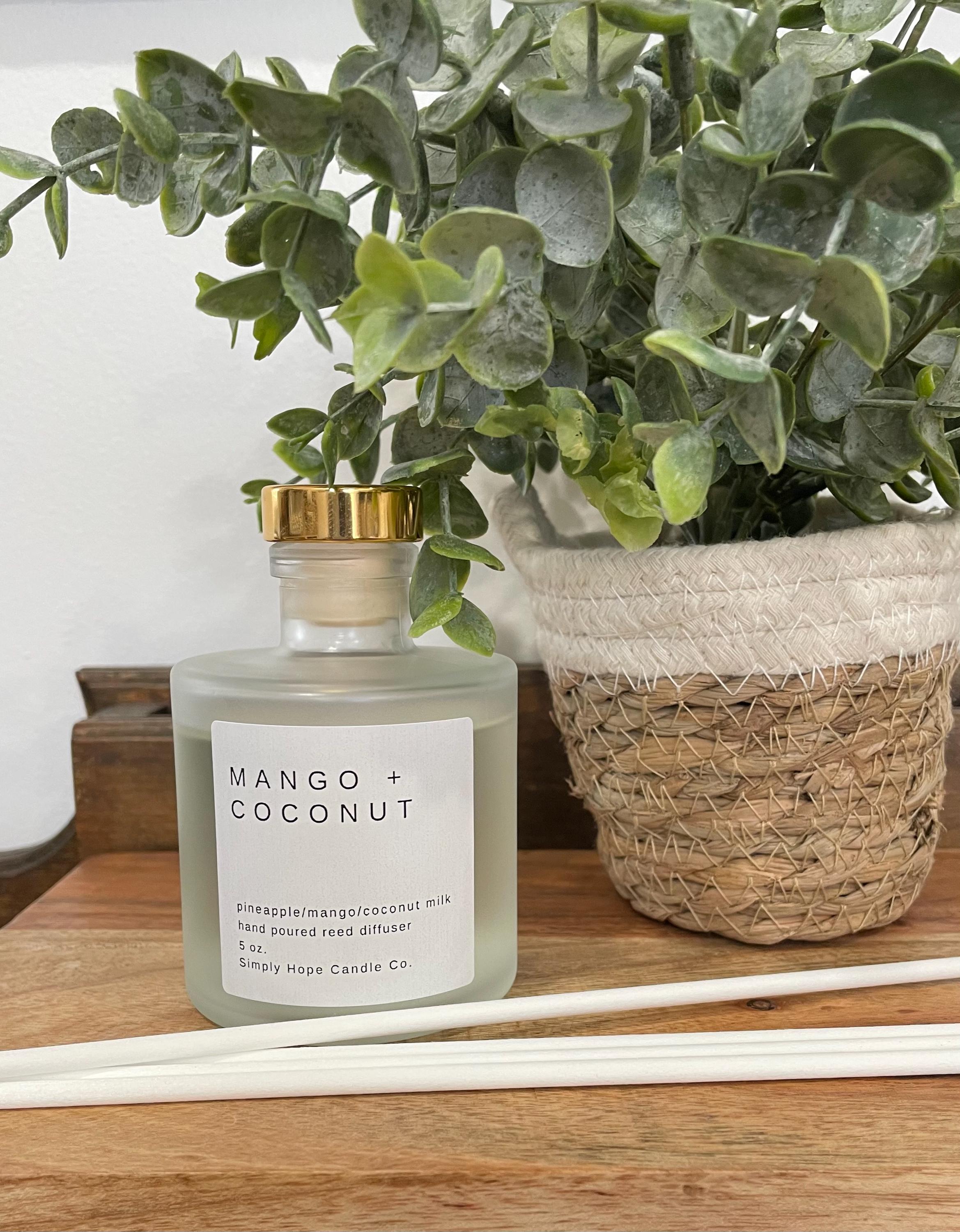 Mango + Coconut Milk Reed Diffuser 5 oz (pineapple + mango+ coconut milk)