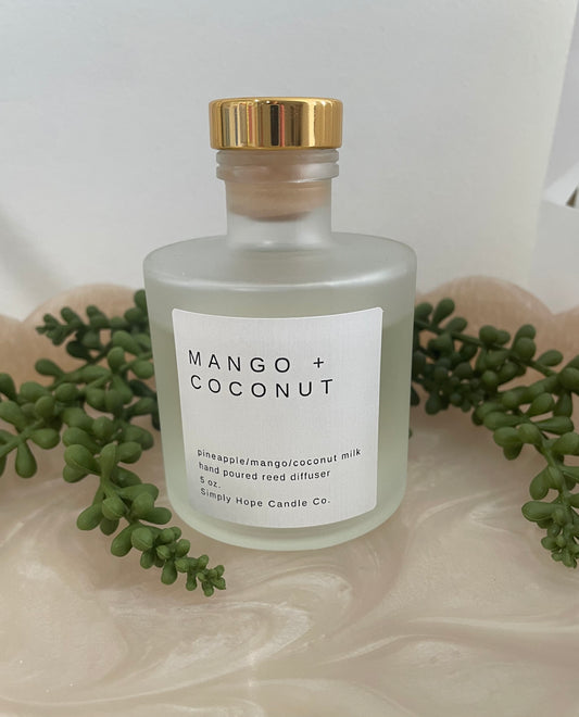 Reed Diffuser Mango + Coconut Milk All Natural Non Toxic Aromatherapy Gift Home Decor