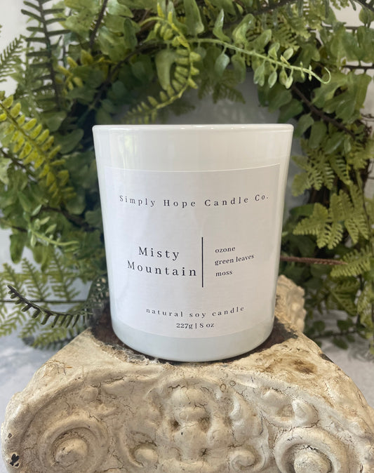 Soy Wax Candle, Misty Mountain Scent, All Natural, Home Decor, Gift for Her, Hostess Gift, Non-Toxic, Fresh Scent Candle, Hand Made Candle