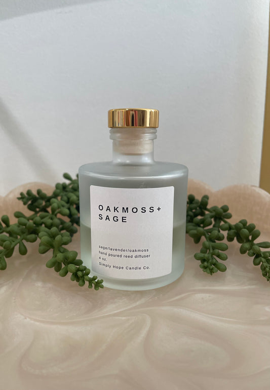 Reed Diffuser Oakmoss + Sage All Natural Non Toxic Aromatherapy Gift Home Decor