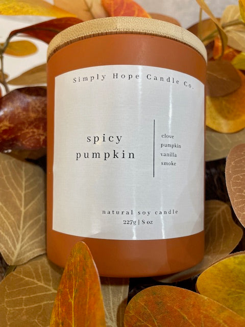 Handmade Soy Wax Candle Spicy Pumpkin Gift Small Batch Aromatherapy Autumn Fall