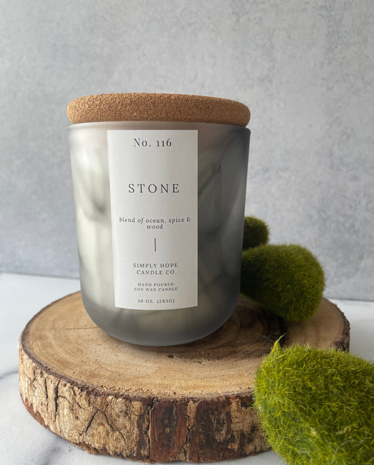 Soy Wax Candle, Stone Scent, All Natural, Home Decor, Gift for Her, Hostess Gift, Non-Toxic, Fresh Scent Candle, Hand Made Candle