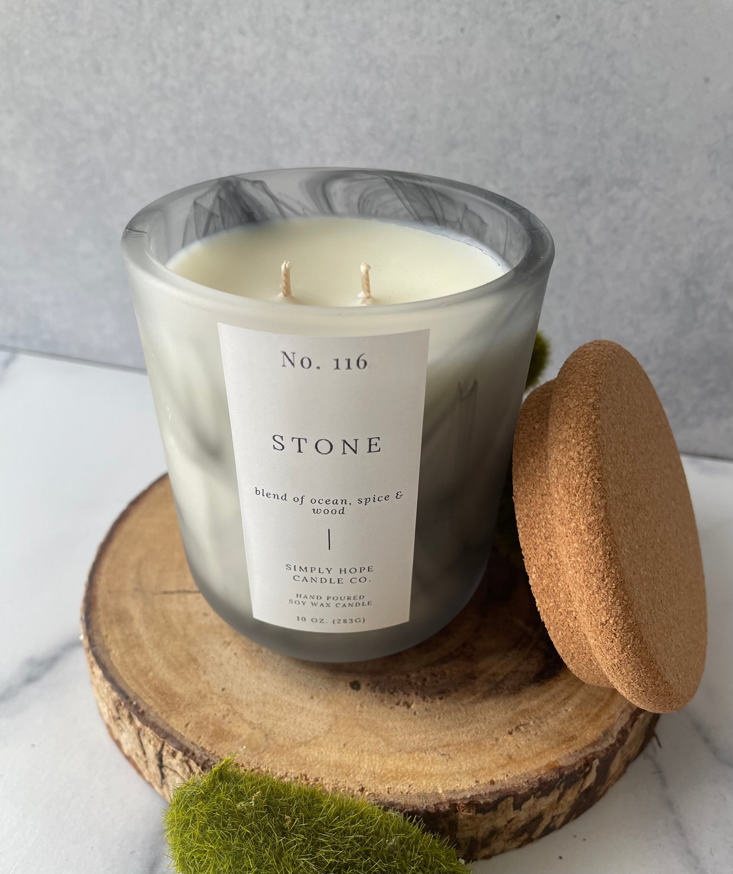 Soy Wax Candle, Stone Scent, All Natural, Home Decor, Gift for Her, Hostess Gift, Non-Toxic, Fresh Scent Candle, Hand Made Candle