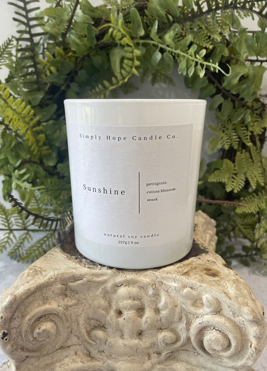 Soy Wax Candle, Sunshine, All Natural, Home Decor, Gift for Her, Hostess Gift, Non-Toxic, Fresh Scent Candle, Hand Poured