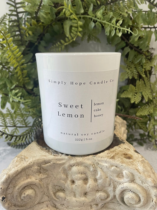 Soy Wax Candle, Sweet Lemon Scent, All Natural, Home Decor, Gift for Her, Hostess Gift, Non-Toxic, Citrus Scent Candle