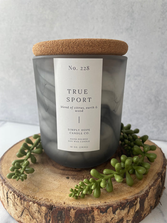 Soy Wax Candle, True Sport Scent, All Natural, Home Decor, Gift for Her, Hostess Gift, Non-Toxic, Fresh Scent Candle, Hand Made Candle