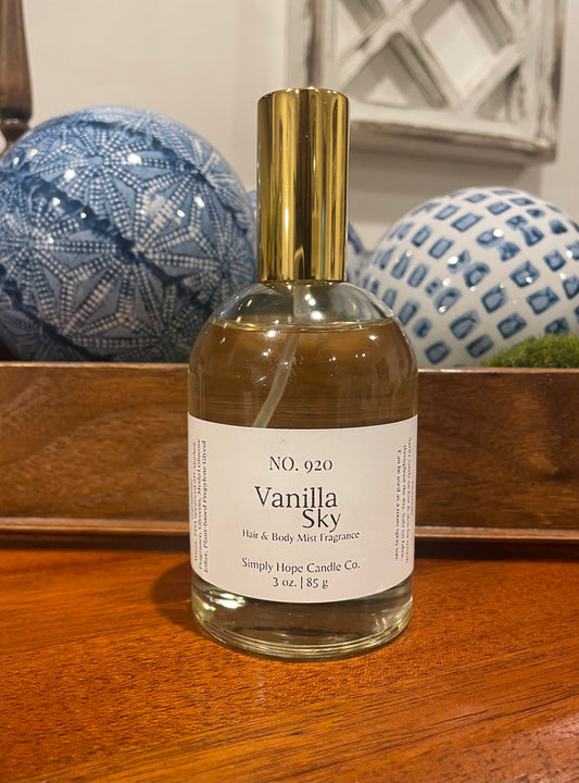 Body Spray, Hair & Body Mist, 3 oz., Vanilla Sky, Multi Purpose, Room and Linen Spray