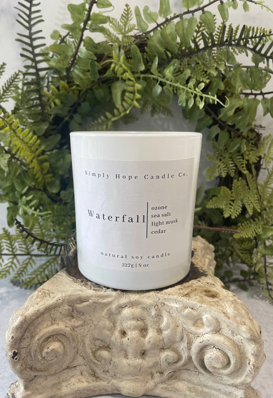 Soy Wax Candle, Waterfall Scent, All Natural, Home Decor, Gift for Her, Non-Toxic, Fresh Scent Candle, Hand Poured Candle