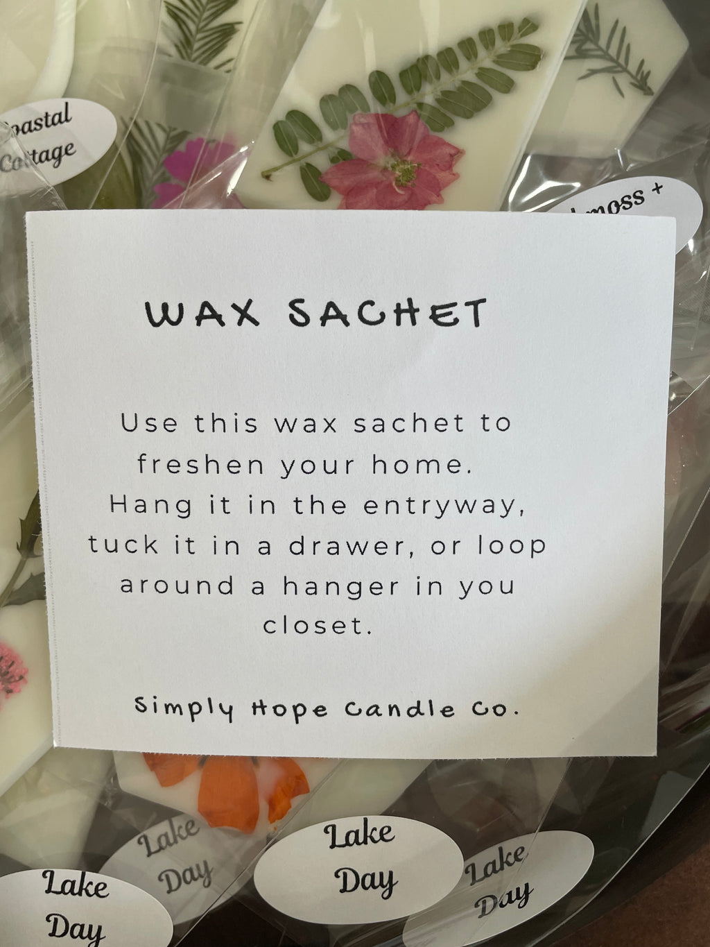 Soy Wax Sachet, Lake Day, Tablet Freshener with Dried Flowers Aromatherapy Gift Party Favors