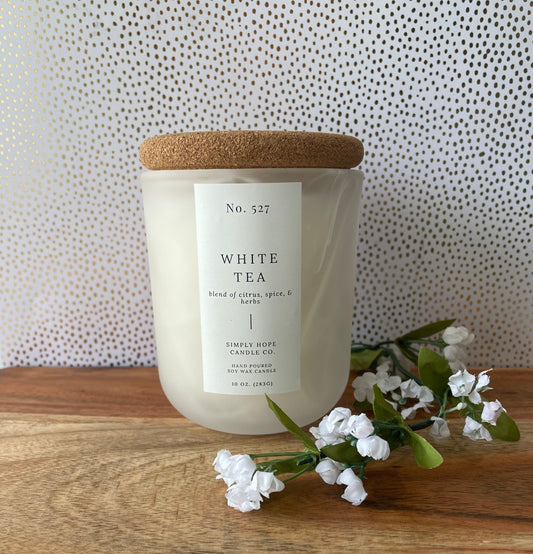 Soy Wax Candle, White Tea Scent, All Natural, Home Decor, Gift for Her, Hostess Gift, Non-Toxic, Fresh Scent Candle, Hand Made Candle