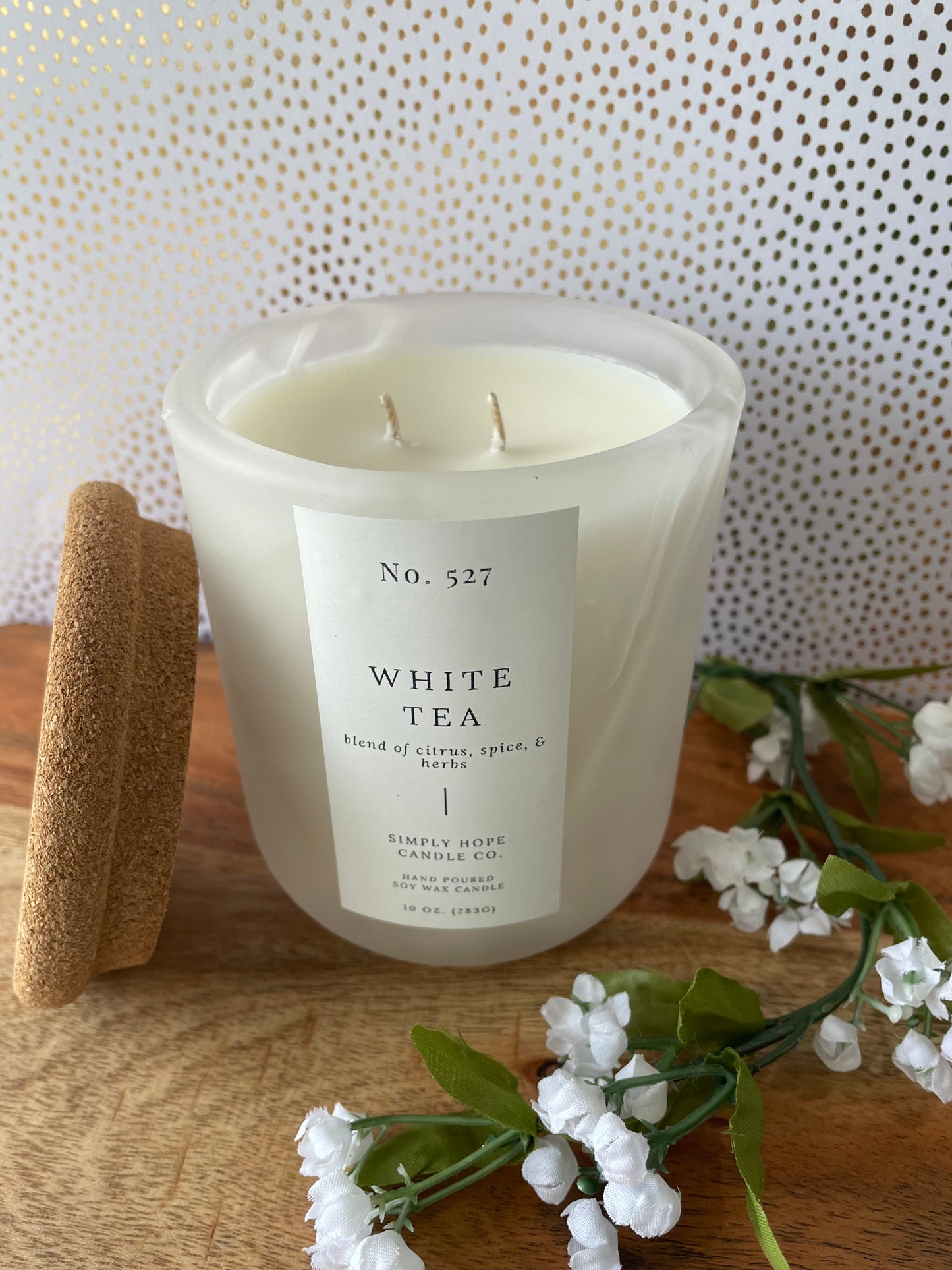 Soy Wax Candle, White Tea Scent, All Natural, Home Decor, Gift for Her, Hostess Gift, Non-Toxic, Fresh Scent Candle, Hand Made Candle